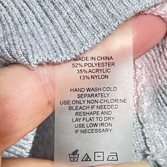 Vince Camuto Sweater Womens Medium Pink Gray Color Block Knit Pullover Baggy - Picture 5 of 14